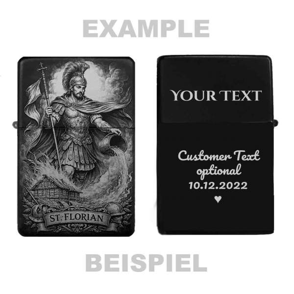 Feuerzeug St. Florian Motiv Gravur optional Schutzpatron Feuerwehr