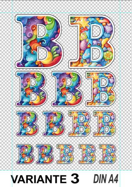 Buchstabe B Wellenmuster Sticker - 14 hochwertige Aufkleber für Handy Kalender Sammelalbum