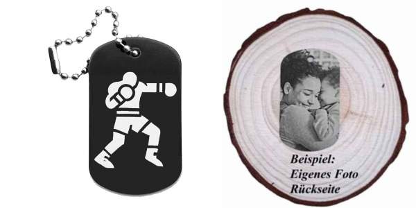 Boxen Schlüsselanhänger personalisierbar - Dogtag auch mit QR Code oder Foto