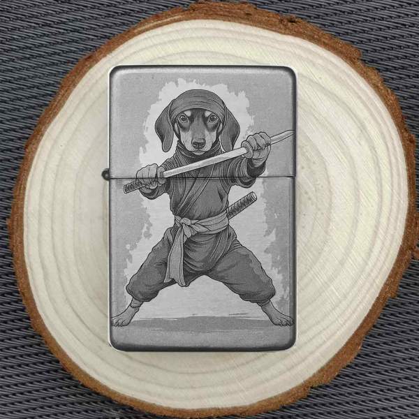Feuerzeug Hund Ninja-Dackel – personalisierbar