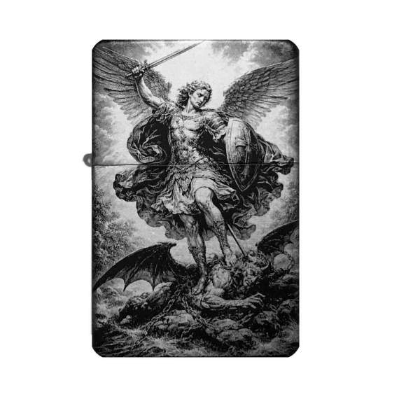Schutzpatron St. Michael Feuerzeug – personalisierte Gravur Geschenkidee