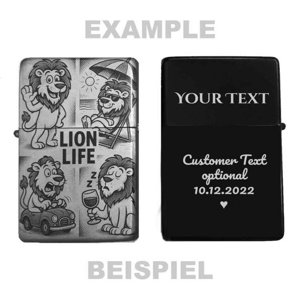 Feuerzeug Löwe – Life – personalisierbar