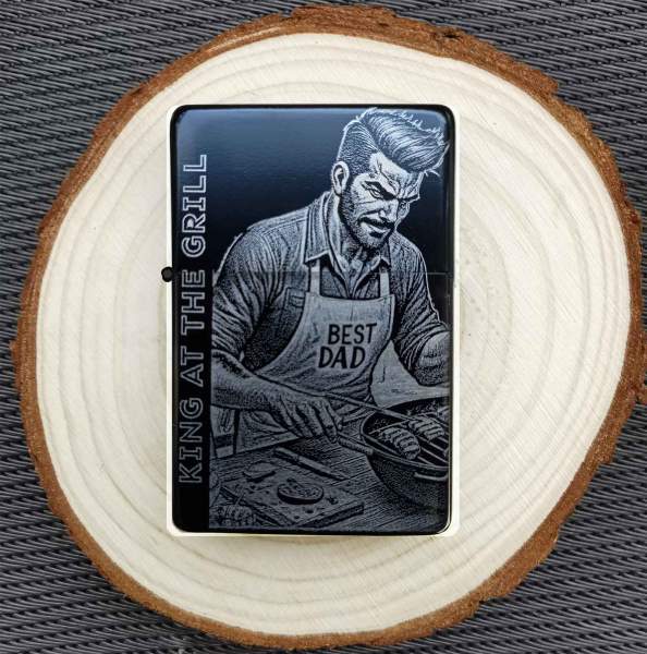 Best Dad Feuerzeug mit Gravur Geschenkidee King of Grill personalisierbar