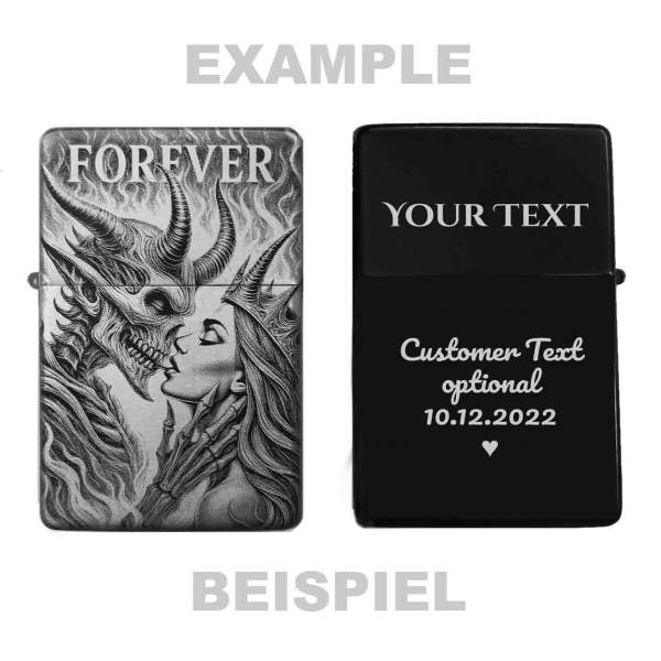 Teufels-Paar Schädel Feuerzeug optional personalisiert