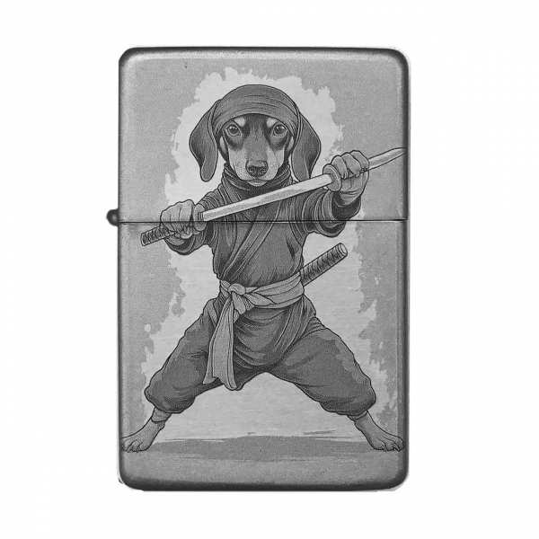 Sturmfeuerzeug "Ninja-Dackel" – personalisierbar