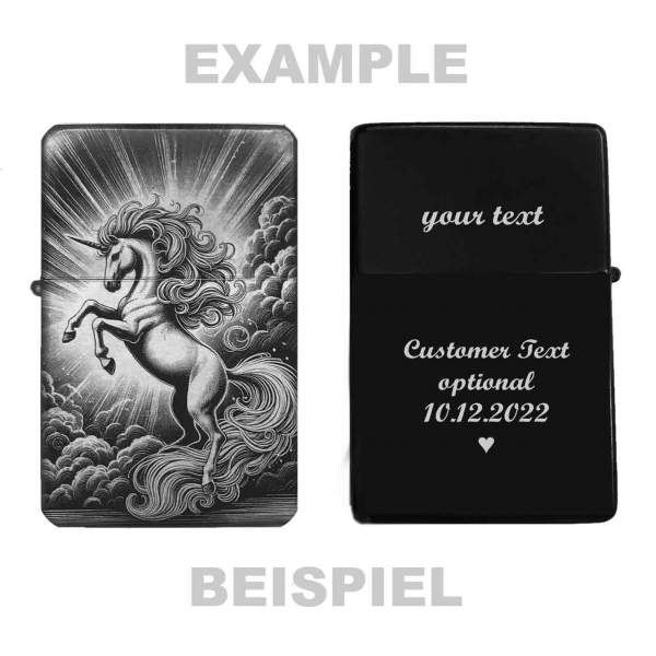 Feuerzeug Unicorn – Fantasy Style Einhorn – personalisierbar