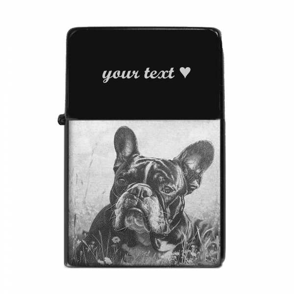Feuerzeug Fotogeschenk mit eigenem Textgravur Hundefoto Geschenkidee