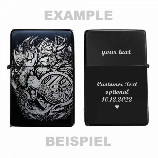 Briquet Viking Lineart Hache Viking personnalisée en option avec votre texte de gravure au dos