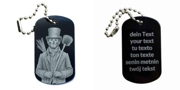 Schornsteinfeger Schlüsselanhänger Glücksbringer Dogtag mit Gravur