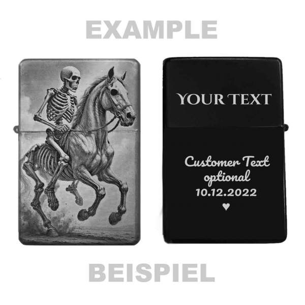 Skelett Reiter Feuerzeug Skull optional personalisiert