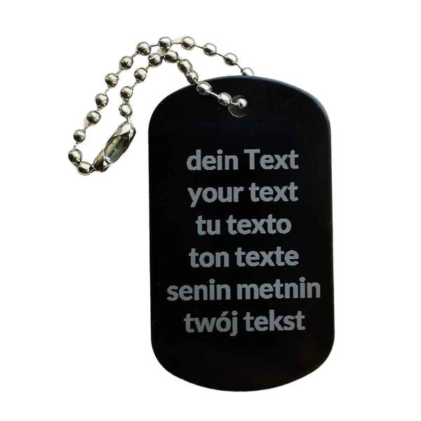 Motorrad Schwarzer Dogtag Schlüsselanhänger Alu mit Foto und Gravur