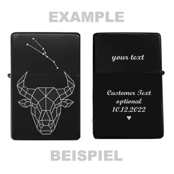 Feuerzeug Sternzeichen Stier – Line Art – personalisierbar