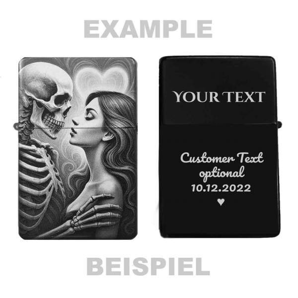 Schädel-Liebespaar Feuerzeug Skull optional personalisiert