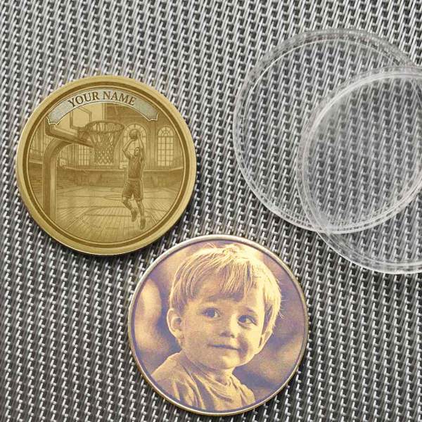 Personalisierte Basketball Münze & Glücksbringer Gravur mit Name | Messing