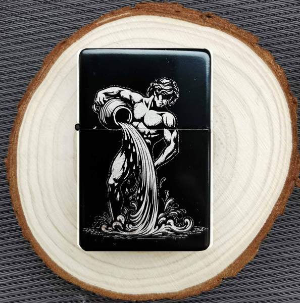 Briquet Verseau avec Gravure, Illustration Verseau, Optionnellement Personnalisé