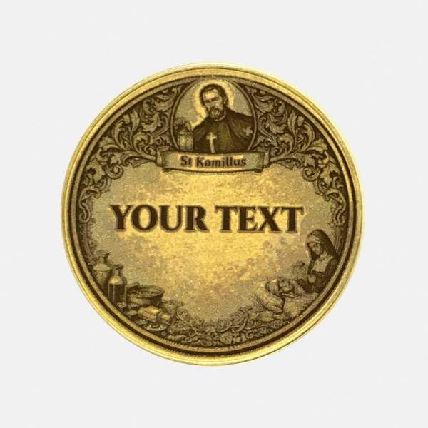 Personalisiertes Geschenk Hl. Kamillus Schutzpatron Münze mit Gravur
