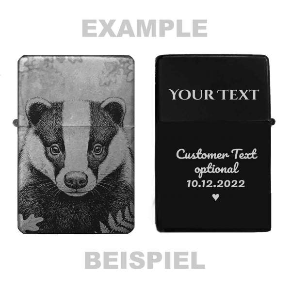 Dachskopf Feuerzeug Waldtier Motiv optional personalisiert-Copy