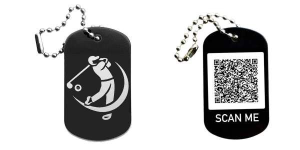 Golfsport Schlüsselanhänger personalisierbar - Dogtag auch mit QR Code oder Foto-