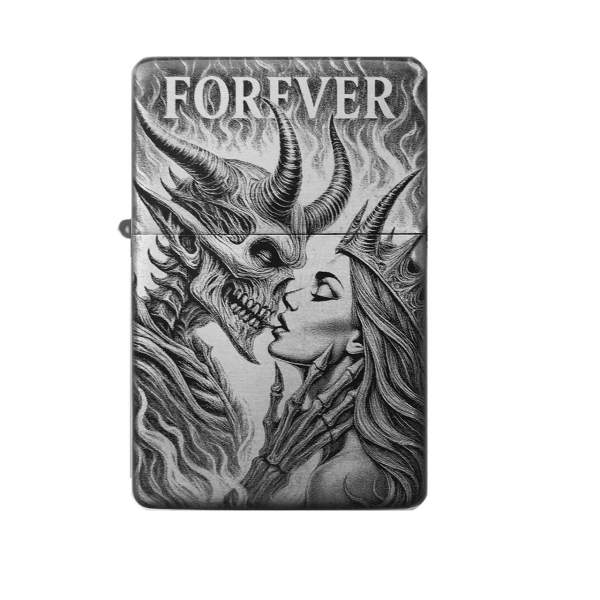 Teufels-Paar Schädel Feuerzeug mit Gravur | optional personalisiert | Shop-Fotogravur.de
