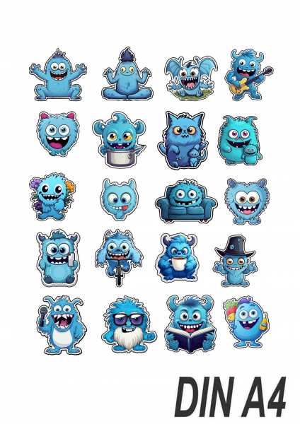 Lustige blaue Monster Sticker
