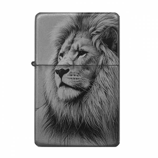 Lion Lion Lighter Lineart opcjonalnie spersonalizowany za pomocą grawerowanego tekstu na odwrocie