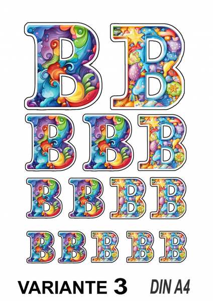 Buchstabe "B" Wellenmuster Sticker - 14 hochwertige Aufkleber für Handy Kalender Sammelalbum