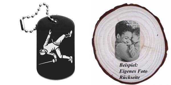Fechten Schlüsselanhänger personalisierbar - Dogtag auch mit QR Code oder Foto