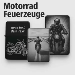 Gravierte Motorrad Feuerzeuge für Biker & Fans