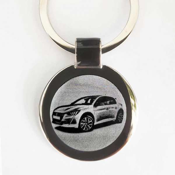 Peugeot 208 Modell 2019 Gravur Schlüsselanhänger personalisiert mit Gravur