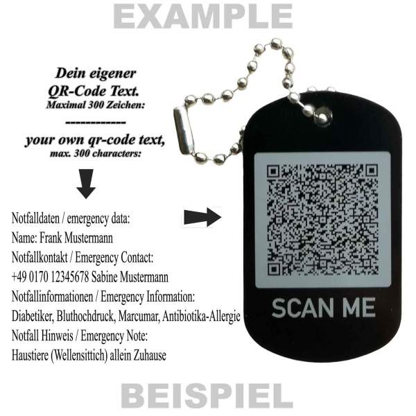 QR-Code Dogtag Schlüsselanhänger personalisiert