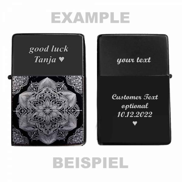 Briquet fleur de vie avec votre propre texte gravure cadeau personnalisé