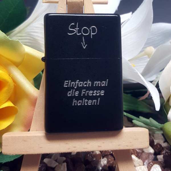 Gravur Feuerzeug Fresse halten - Sprüche und Redensarten