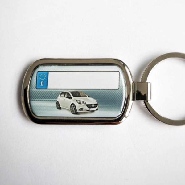 Corsa Kennzeichen Schlüsselanhänger mit Gravur