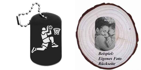 Basketball Schlüsselanhänger personalisierbar - Dogtag auch mit QR Code oder Foto