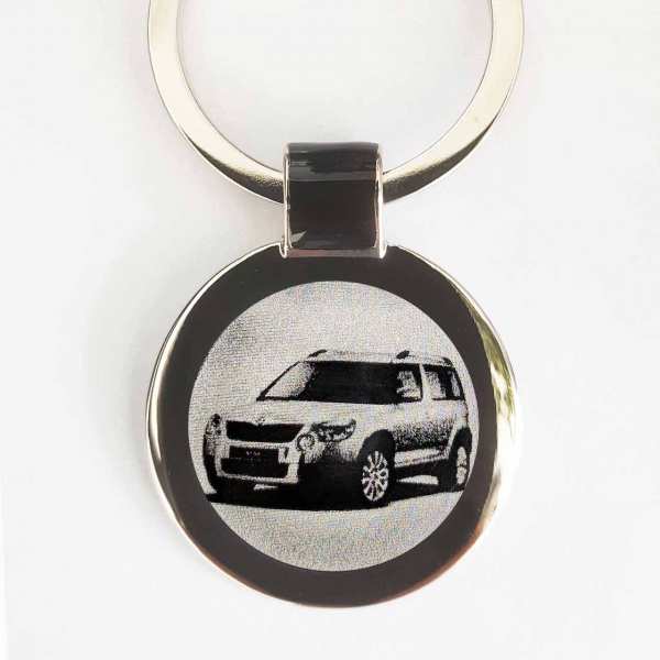 Skoda Yeti Schlüsselanhänger personalisiert - original Fotogravur