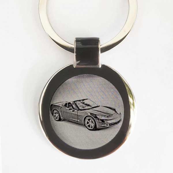 Corvette C6 Cabrio Schlüsselanhänger personalisiert mit Gravur - original Fotogravur