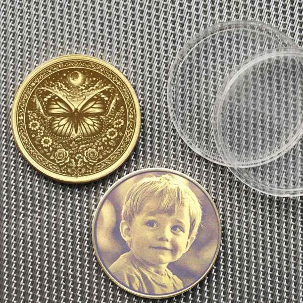 Krafttier Schmetterling Münze personalisiert Glücksbringer Talisman