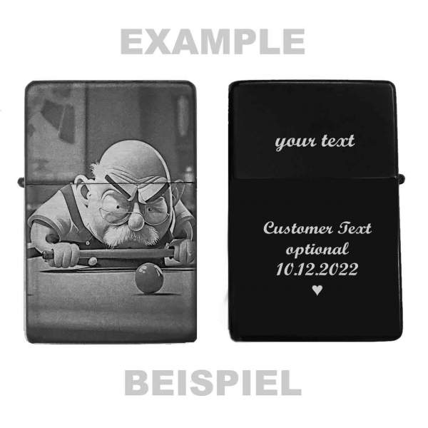 Feuerzeug Billard-Opa Billard Spieler – personalisierbar
