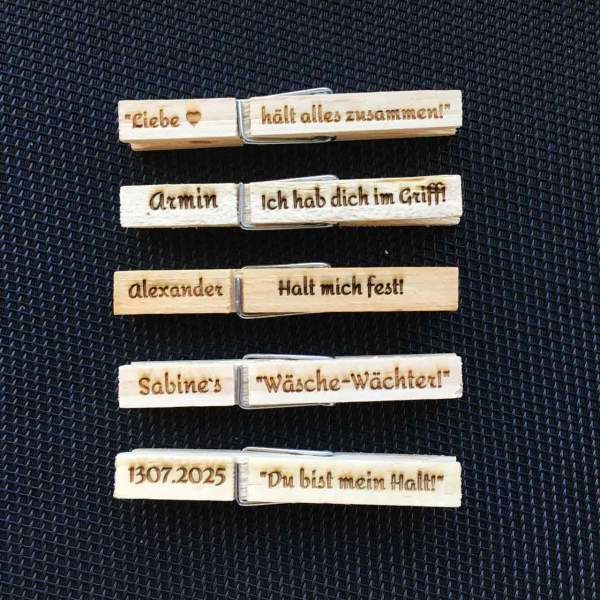 Personalisierte Holzklammern mit Gravur – 5er Set, vielseitig & dekorativ