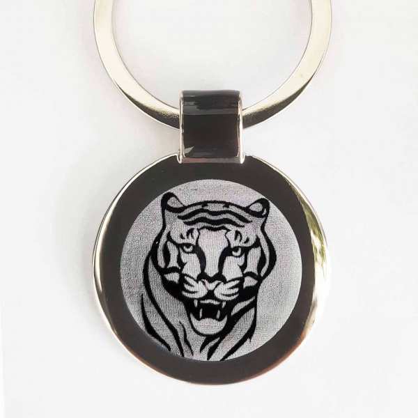 Tiger Kopf Schlüsselanhänger personalisiert mit Gravur