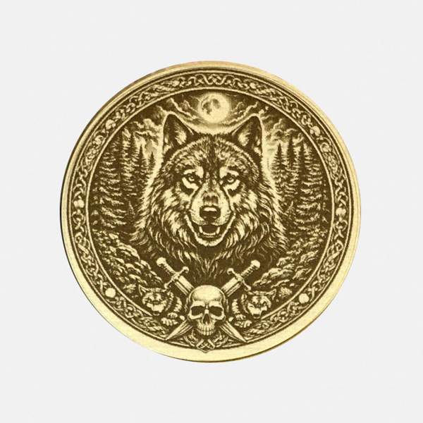 Personalisiertes Krafttier Wolf | Messingmünze Gravur