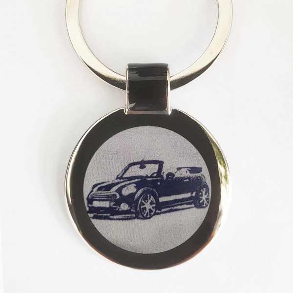 Mini Cooper Cabrio Schlüsselanhänger personalisiert mit Gravur