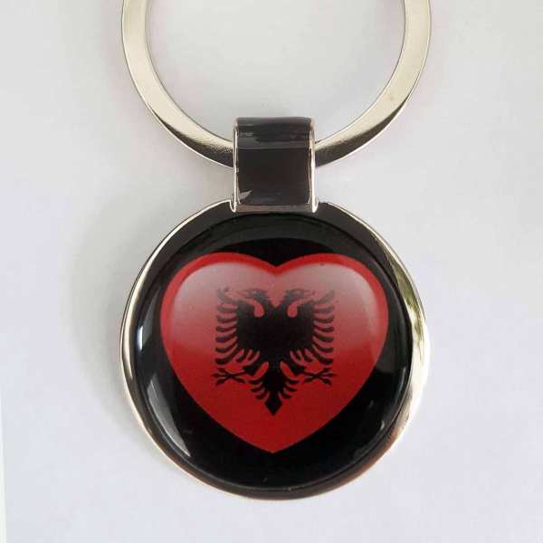 Albanien Flagge Herz Schlüsselanhänger personalisiert mit Gravur