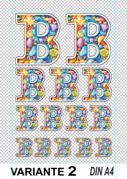 Buchstabe B Wellenmuster Sticker - 14 hochwertige Aufkleber für Handy Kalender Sammelalbum