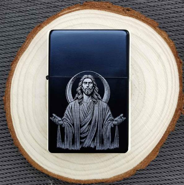 Jesus Christus Feuerzeug Glücksbringer mit Gravur personalisiertes Geschenk