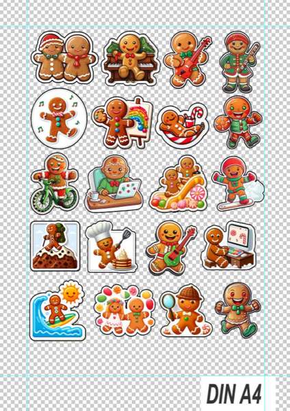 20 Weihnachtssticker Lebkuchen Männchen & Frauen - Lebkuchen Abenteuer Sticker