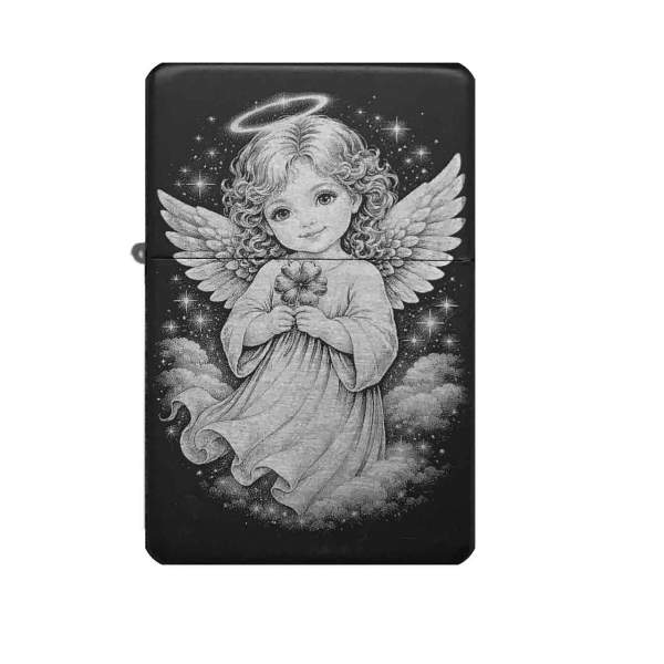 Personalisiertes Feuerzeug – süßer Schutzengel – Textgravur inklusive – Foto/Logo optional