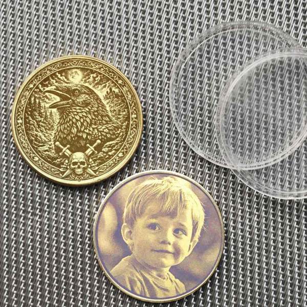 Krafttier Rabe Münze Personalisiert Glücksbringer Talisman