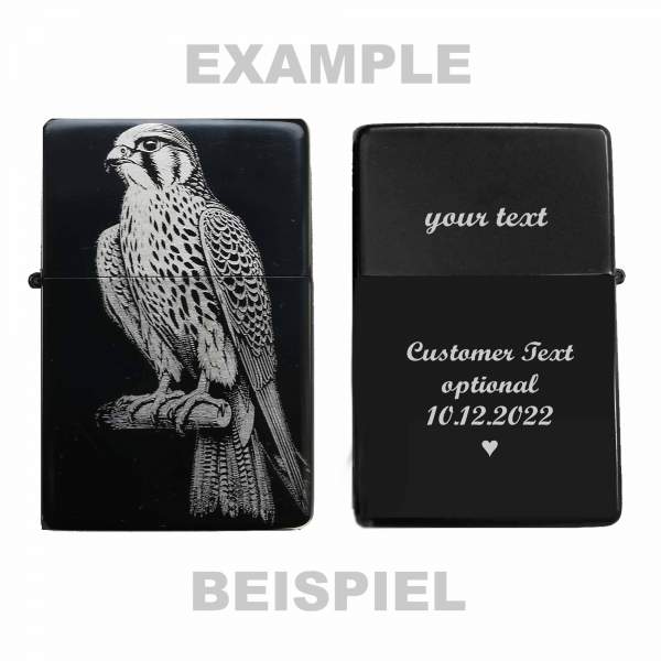 Zapalniczka Falcon, lineart ptaka drapieżnego, opcjonalnie personalizowana Twoim grawerem na odwrocie