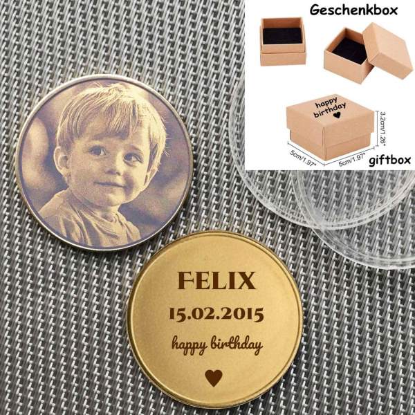 Hochzeitsmünze personalisiert – mit Gravur von Namen & Datum aus Messing